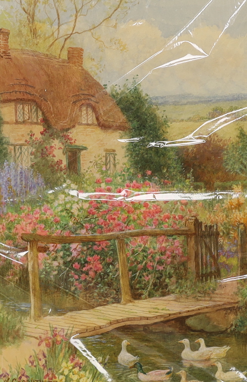 William Affleck (aka, William Carruthers, 1868-1943), two watercolours on card, ‘A cottage in Lambourne Valley, Berkshire’ and ‘An Old cottage near Chipping Campden, Gloucestershire’, each signed, 37 x 27cm, unframed